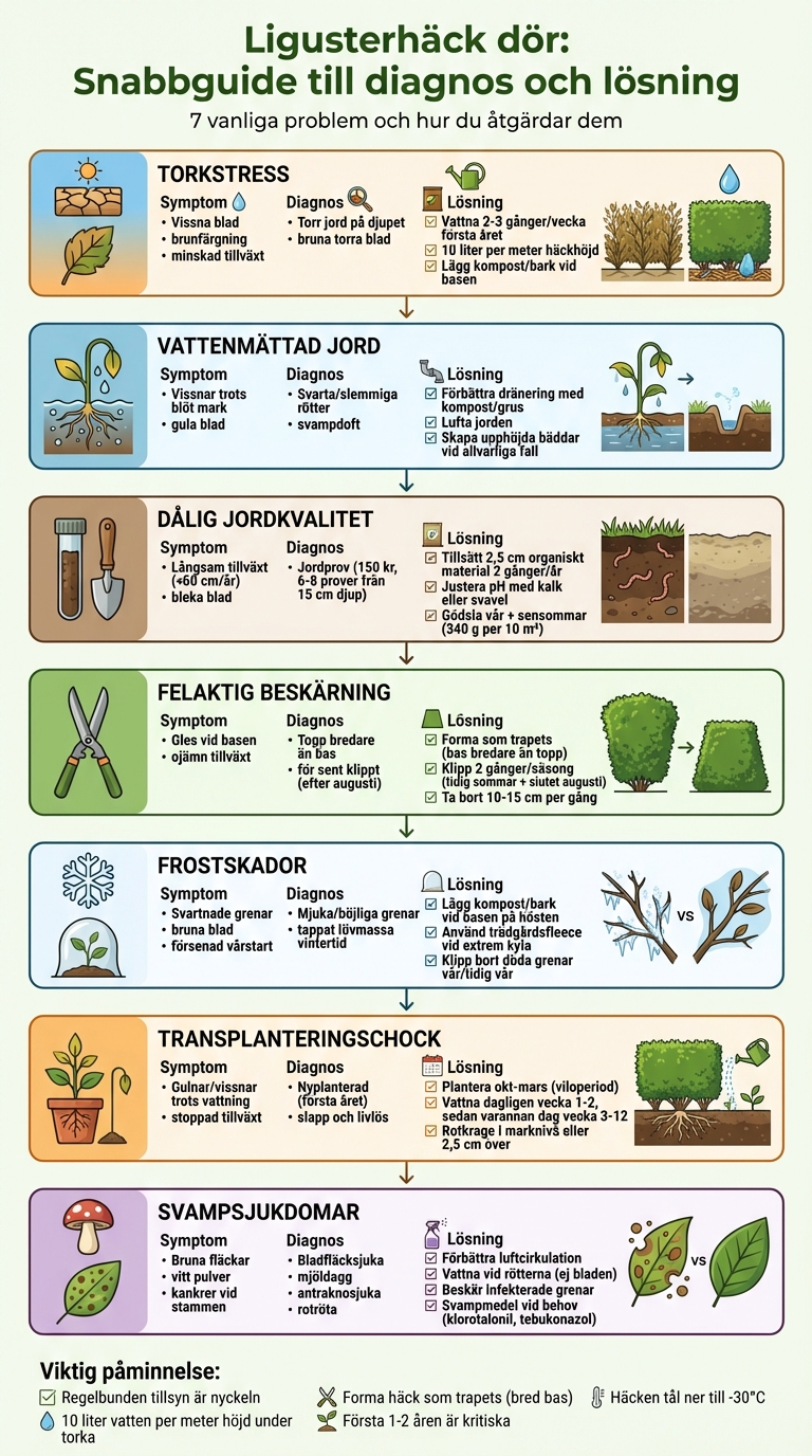 Diagnostisera och åtgärda problem med ligusterhäck - steg för steg
