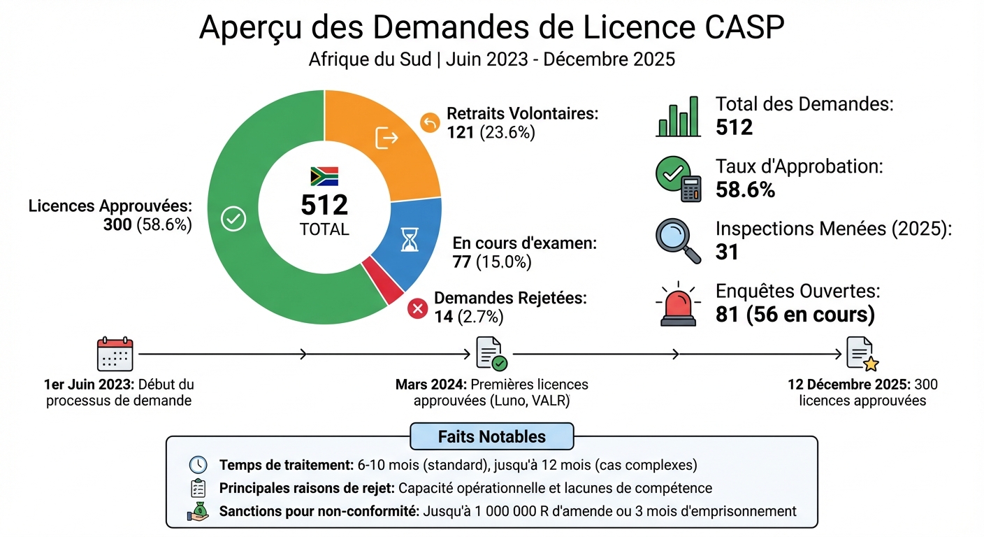 South Africa CASP License Applications: 512 Submissions, 300 Approvals (December 2025)