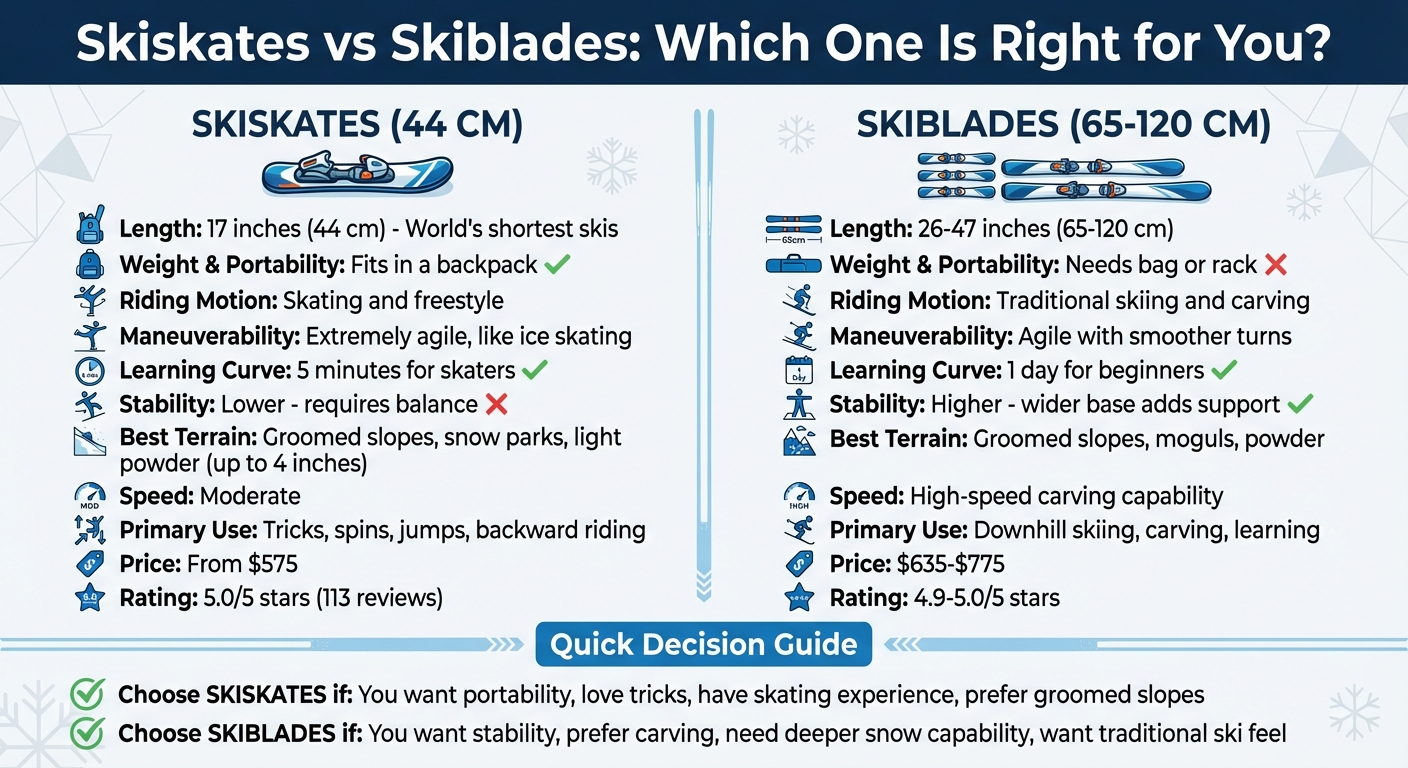 Skiskates 與Skiblades：哪一種更適合在雪地上滑行？