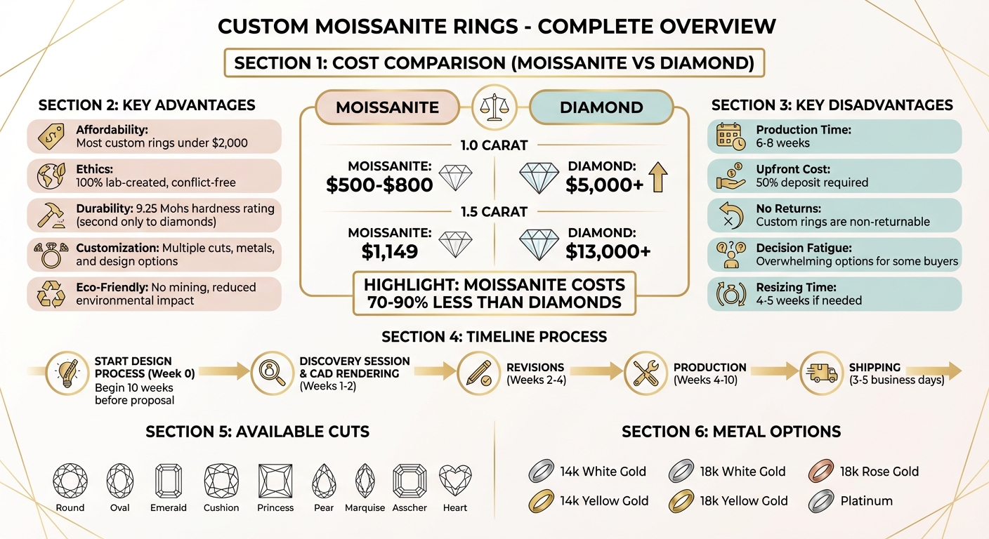 Moissanite vs Diamond: Cost Comparison and Custom Ring Pros & Cons