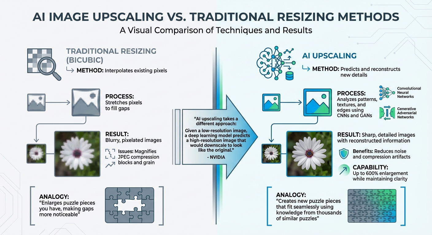 AI vs Traditional Image Upscaling Methods Comparison