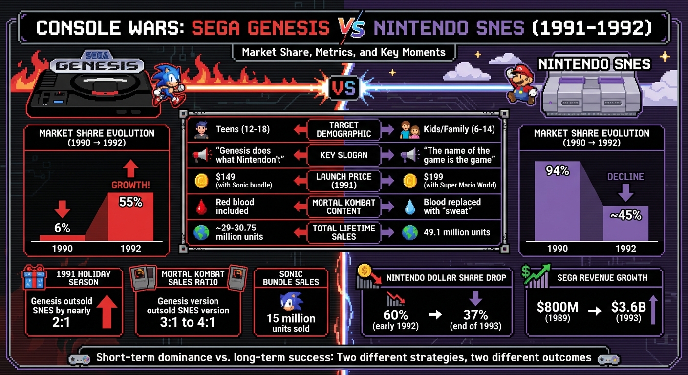 Sega Genesis vs Nintendo SNES: 1991-1992 Console Wars Comparison