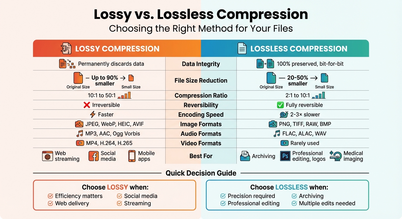 Lossy vs Lossless Compression: Complete Comparison Chart
