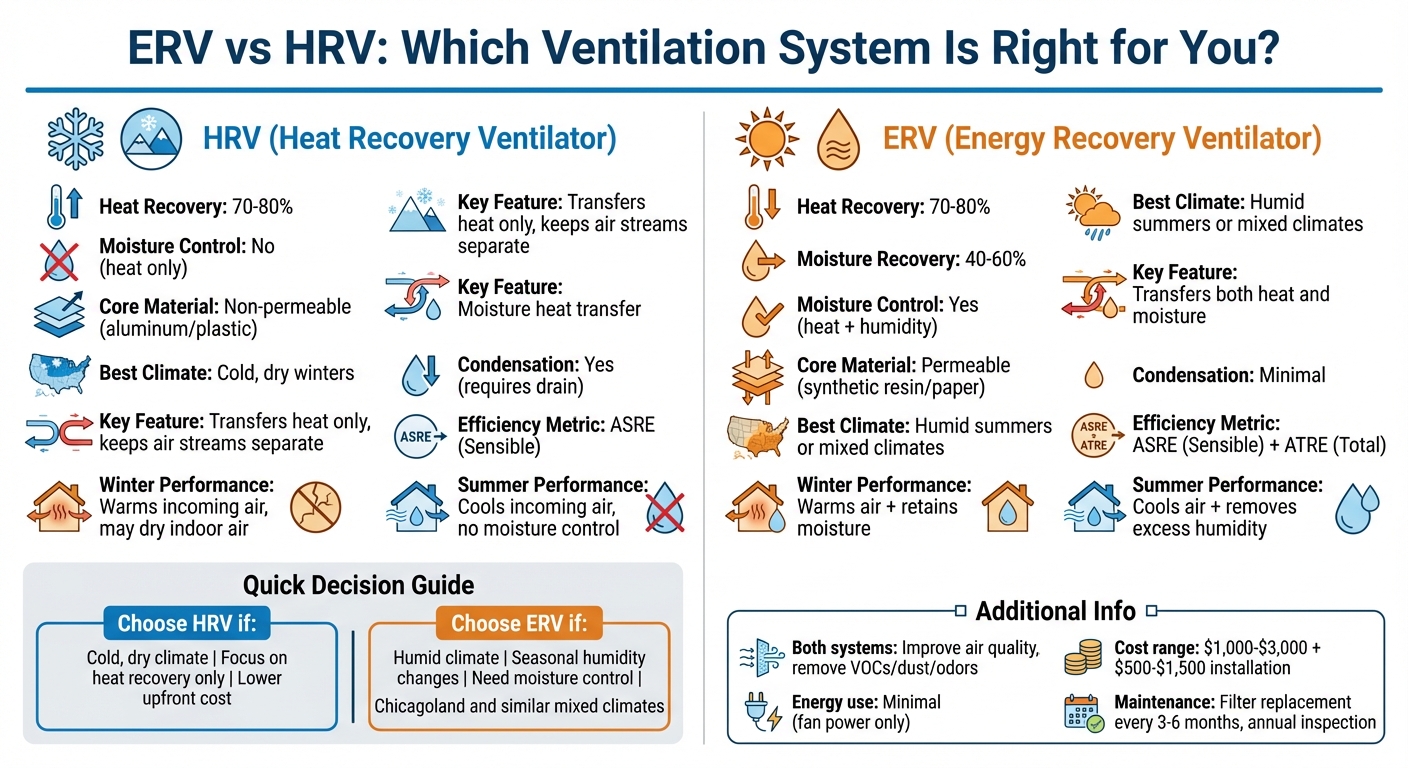 ERV vs HRV Comparison Chart: Features, Efficiency, and Best Climate Use