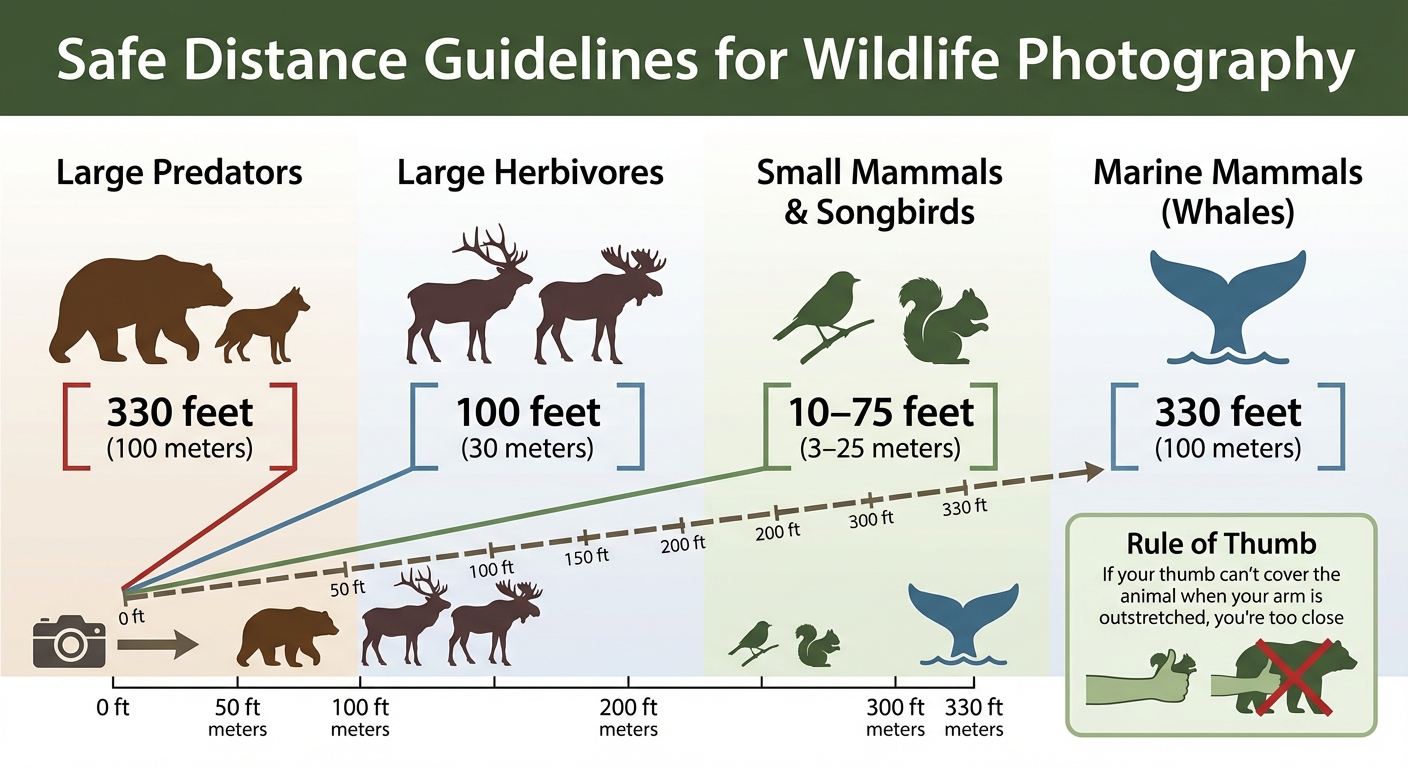 Safe Distance Guidelines for Wildlife Photography by Species