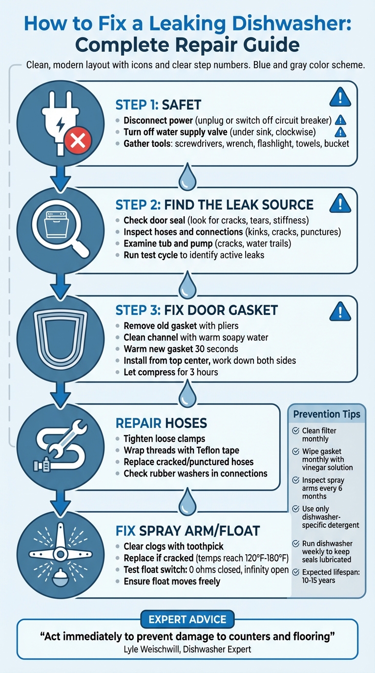 Step-by-Step Guide to Diagnosing and Fixing a Leaking Dishwasher