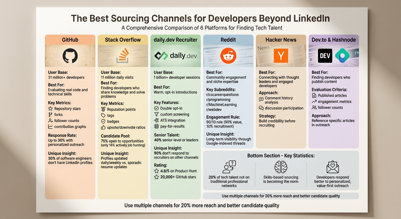 Best Developer Sourcing Channels Beyond LinkedIn: Platform Comparison Guide