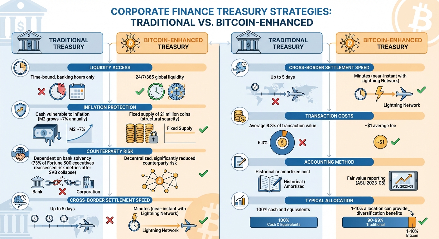 Traditional vs Bitcoin-Enhanced Corporate Treasury: Key Differences