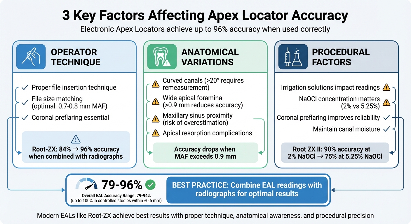Three Key Factors Affecting Apex Locator Accuracy in Root Canal Treatment