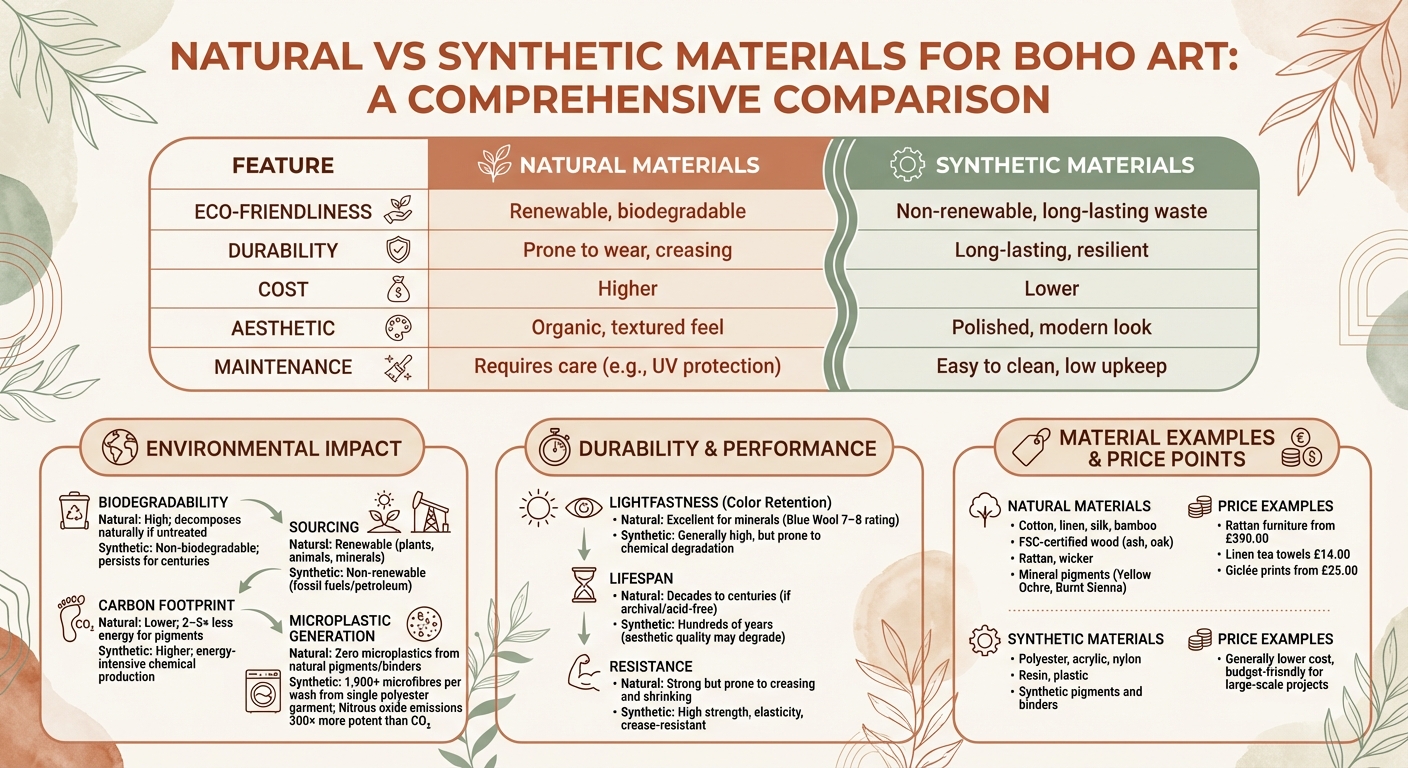 Natural vs Synthetic Materials for Boho Art: Complete Comparison Guide