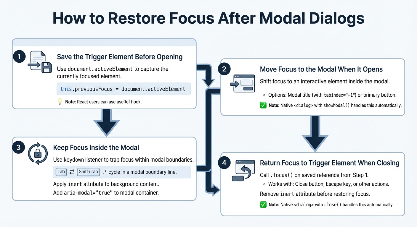 4-Step Process to Restore Focus After Modal Dialogs Close