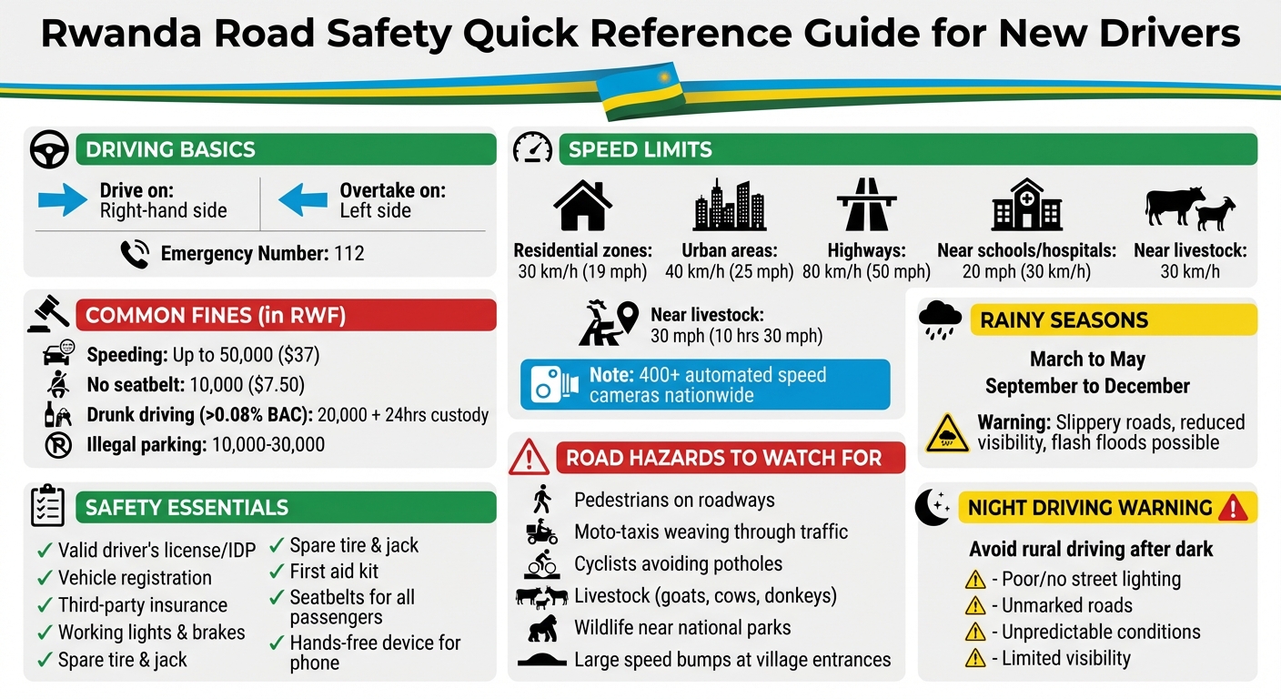 Rwanda Road Safety Quick Reference Guide: Speed Limits, Fines, and Essential Rules