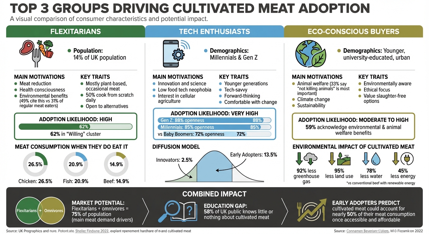 Three Key Groups Driving Cultivated Meat Adoption: Characteristics and Motivations