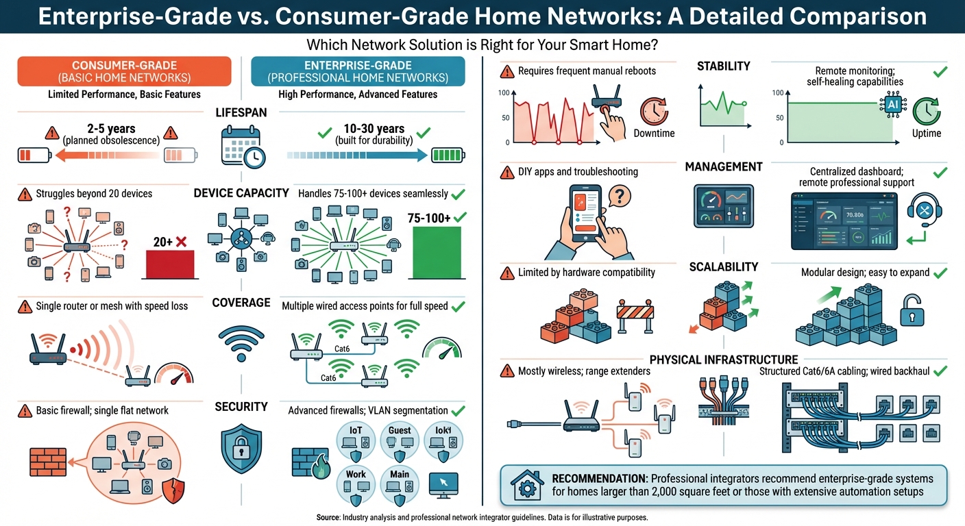 Enterprise-Grade vs Consumer-Grade Home Networks Comparison