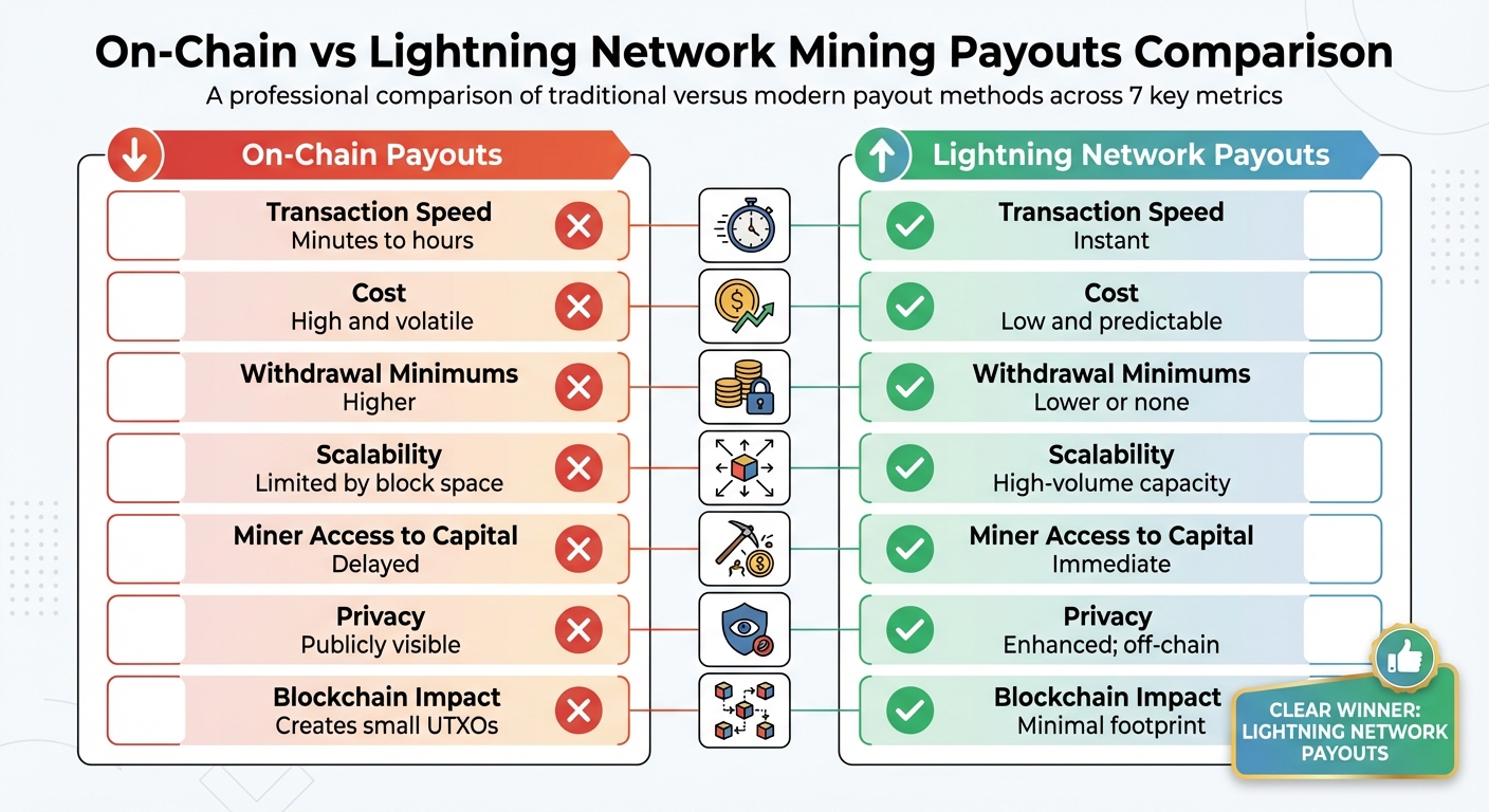 On-Chain vs Lightning Network Mining Payouts Comparison