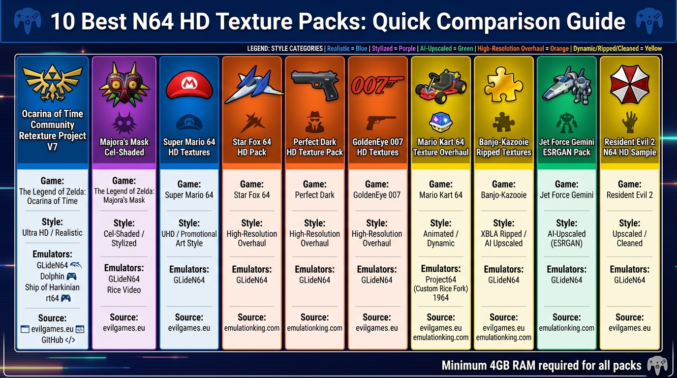 Top 10 N64 HD Texture Packs Comparison Chart