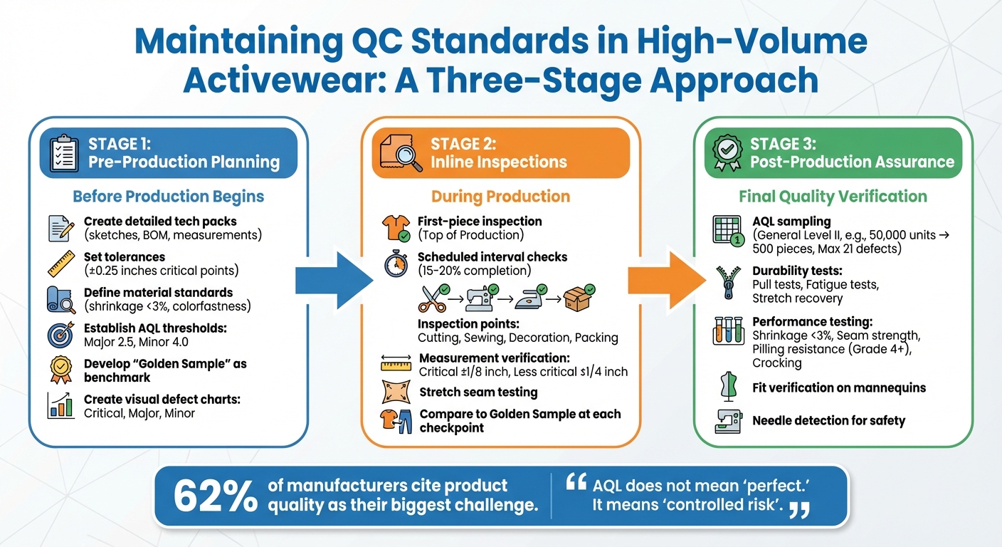 Three-Stage QC Process for High-Volume Activewear Production