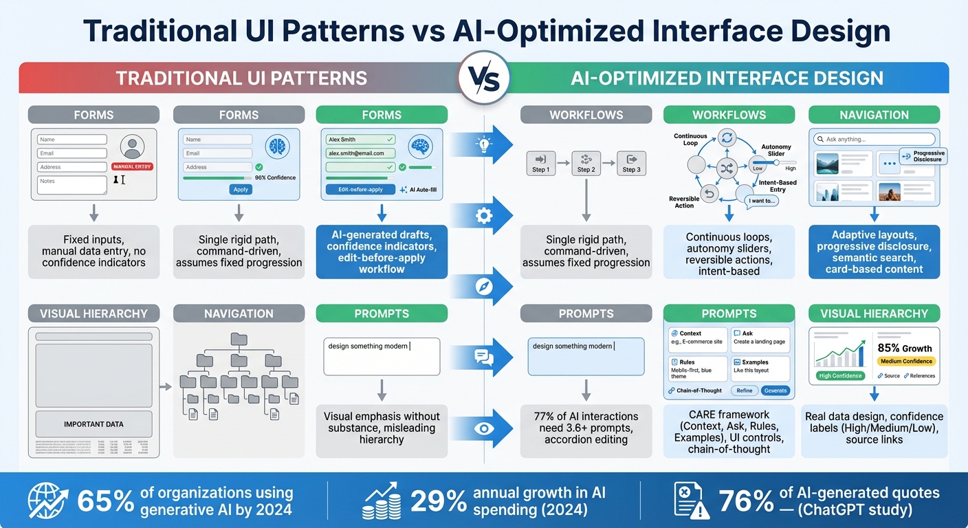 Traditional UI Patterns vs AI-Optimized Interface Design