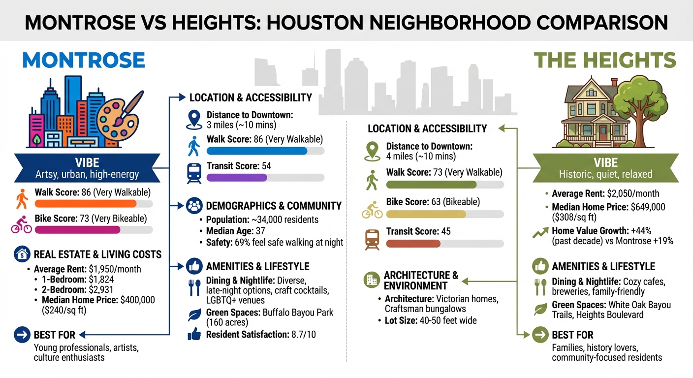 Montrose vs Heights Houston Neighborhoods Comparison Chart