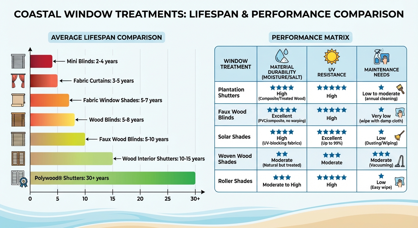 Window Treatment Lifespan and Performance Comparison for Coastal Homes