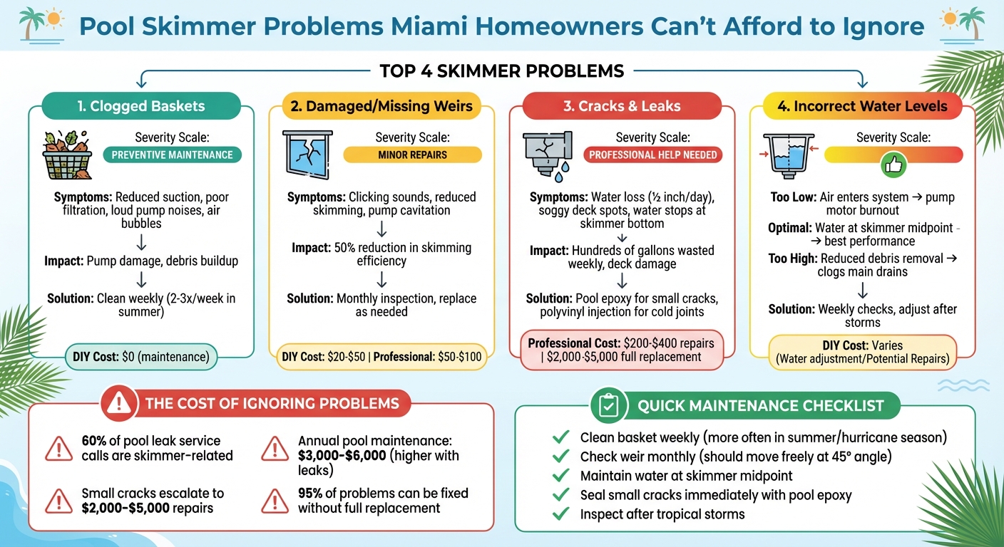 Pool Skimmer Problems: Costs, Symptoms, and Solutions for Miami Homeowners