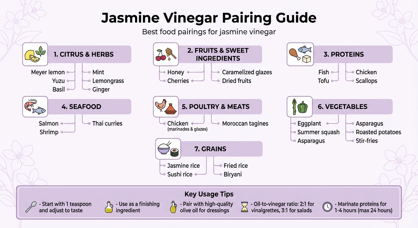 Jasmine Vinegar Food Pairing Guide by Category