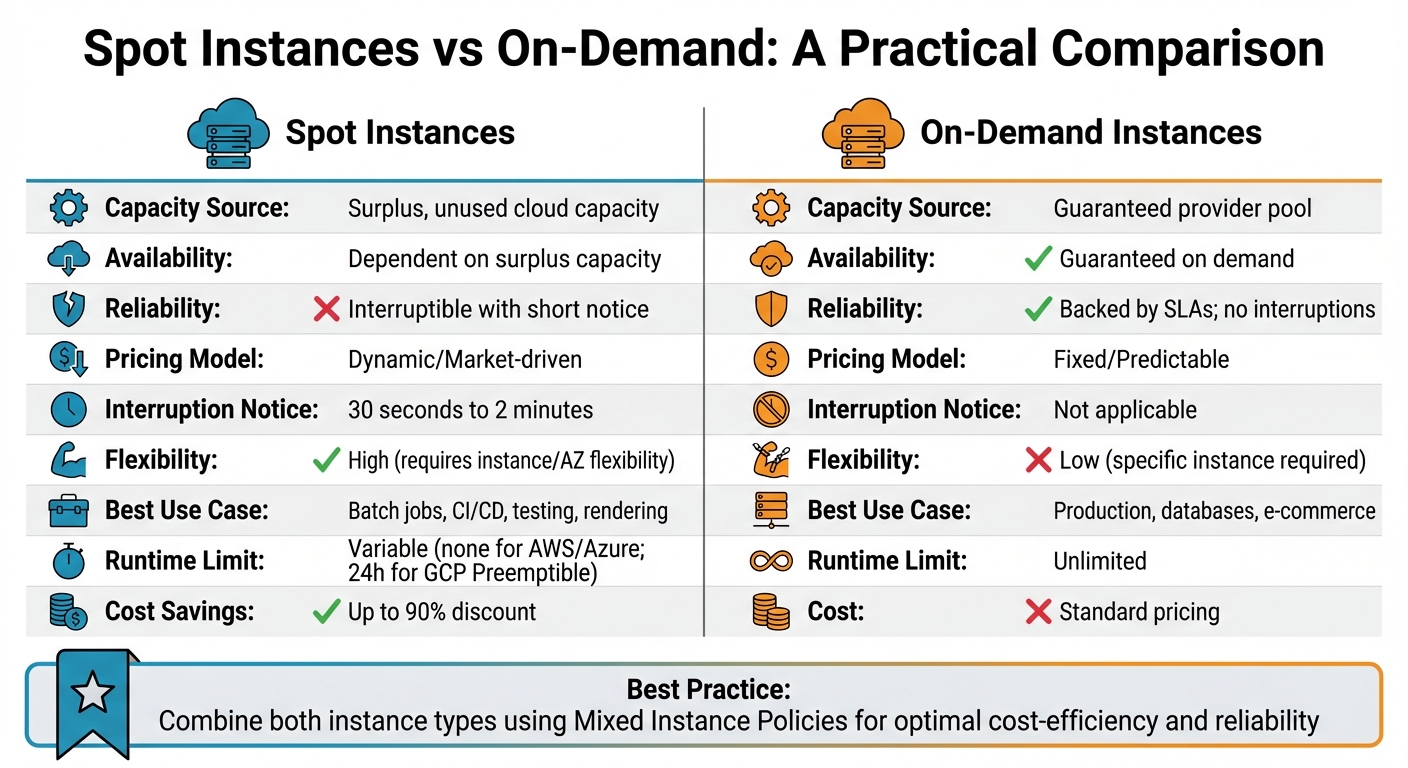 Spot Instances vs On-Demand Instances Comparison Chart