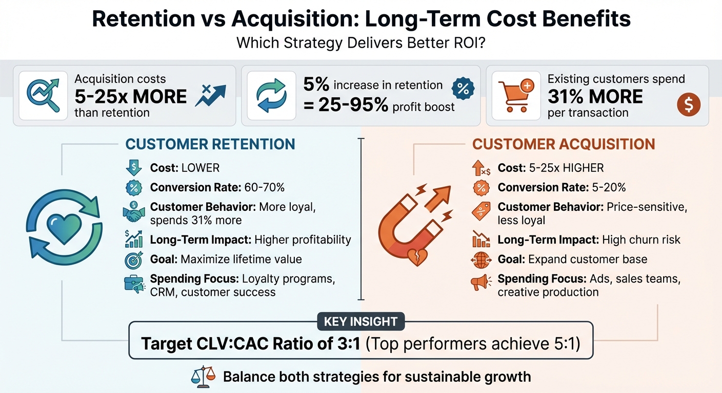 Customer Retention vs Acquisition Cost Comparison Infographic