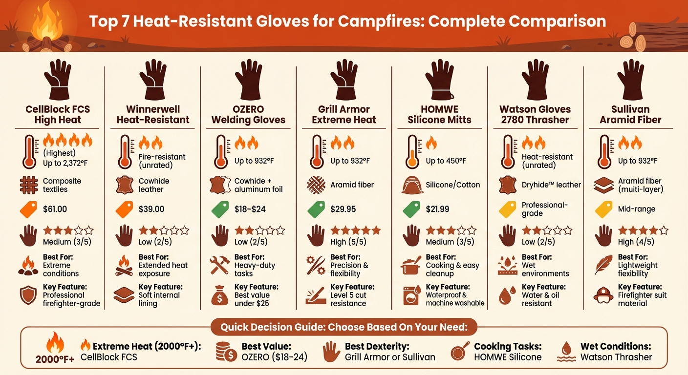 Heat-Resistant Gloves Comparison: Heat Ratings, Materials, and Prices