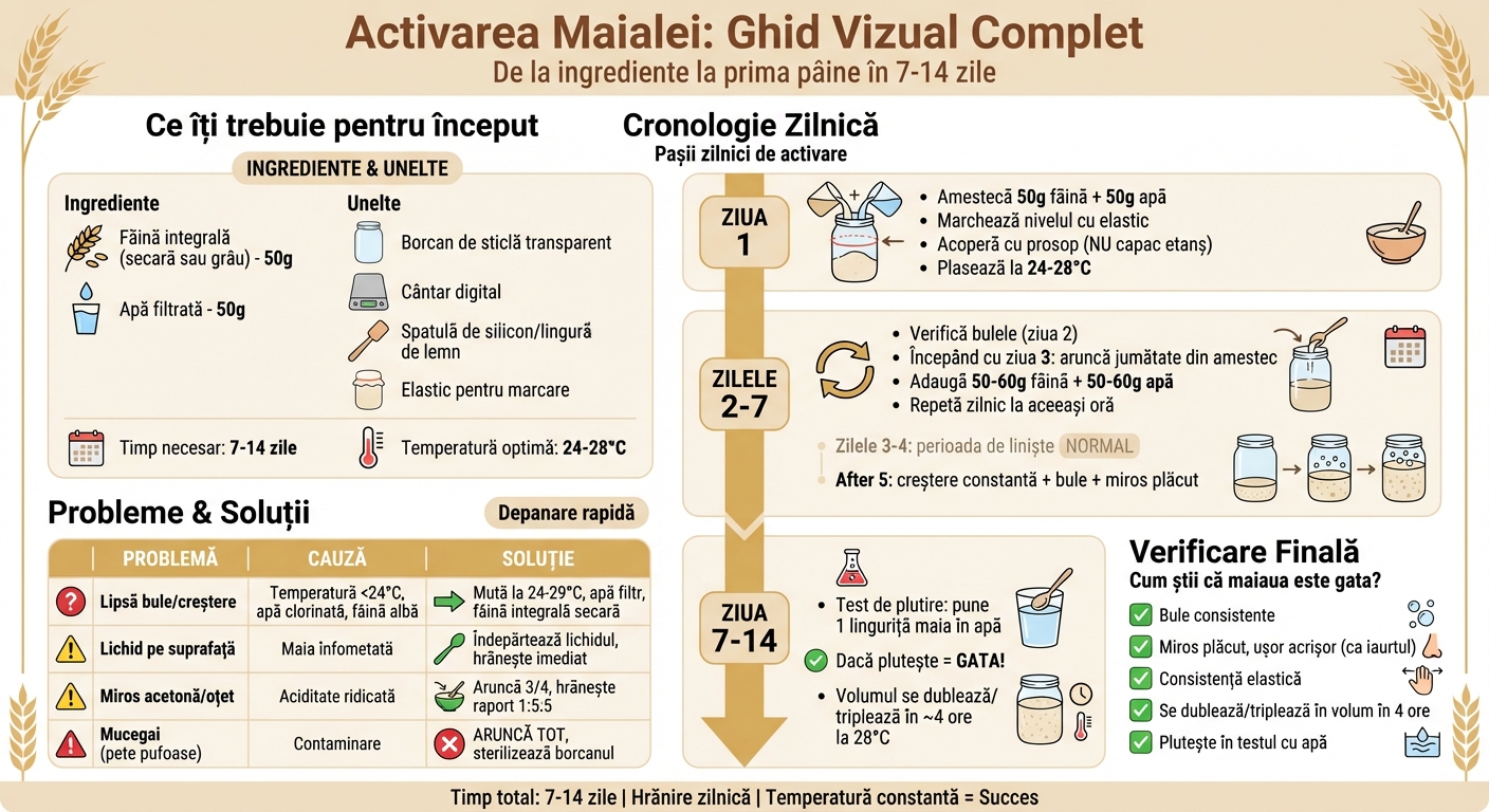 Ghid vizual activare maia: pași zilnici și cronologie completă