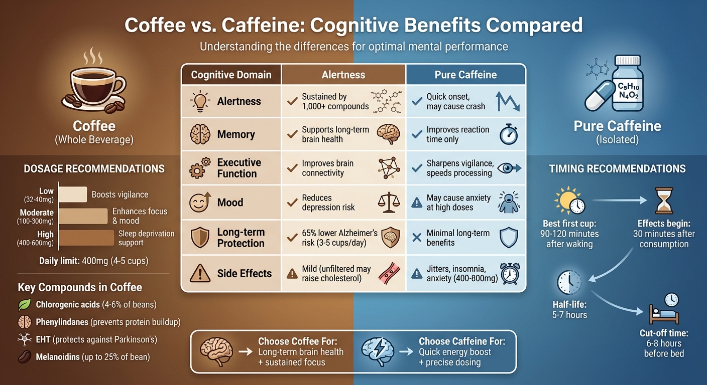 Coffee vs Caffeine: Cognitive Benefits and Effects Comparison