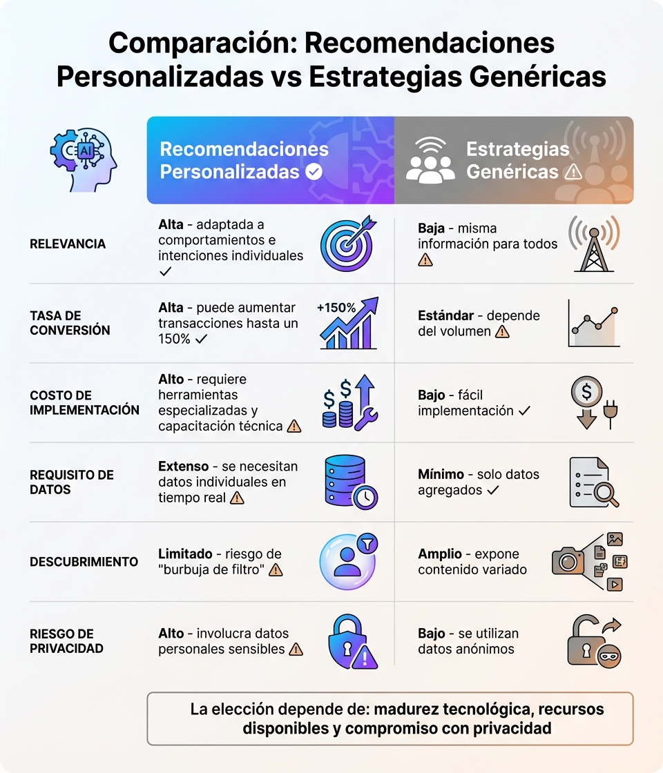 Comparación: Recomendaciones Personalizadas vs Estrategias Genéricas en Apps