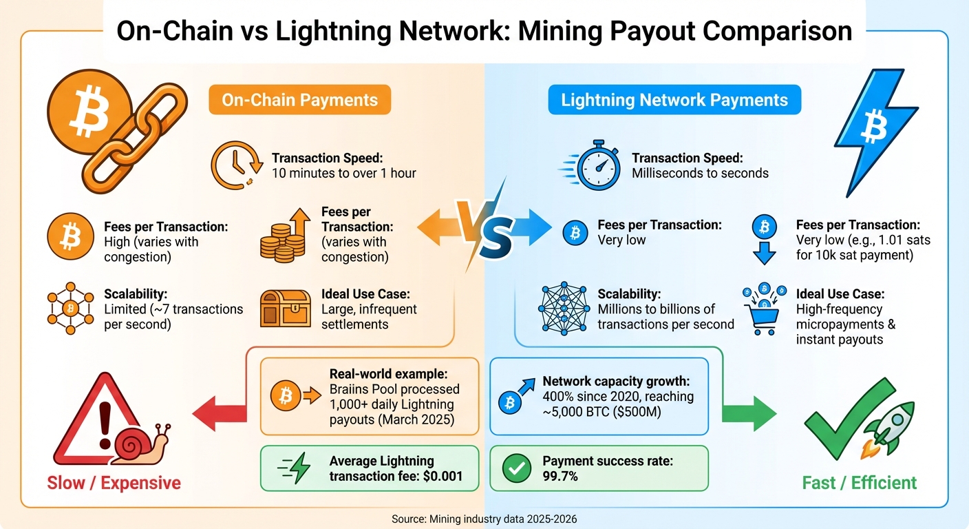 Lightning Network vs On-Chain Bitcoin Payments Comparison for Mining Payouts