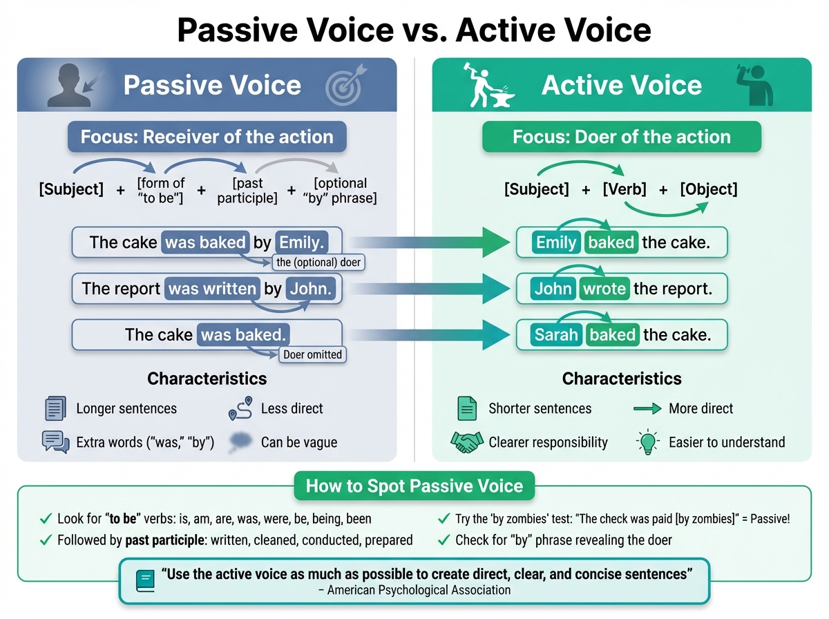 Passive Voice vs Active Voice: Structure, Examples, and Identification Guide