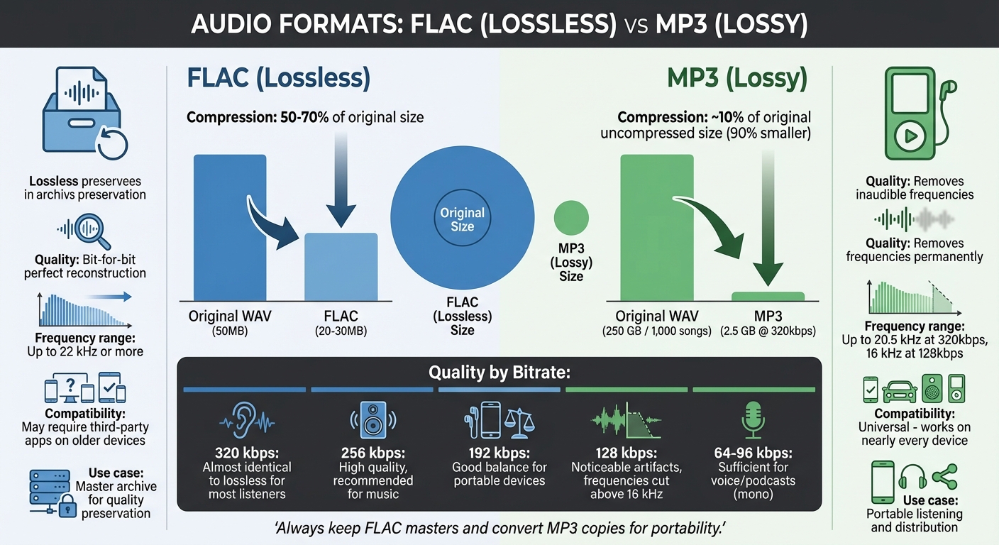 FLAC vs MP3 Audio Format Comparison: File Size, Quality and Compatibility