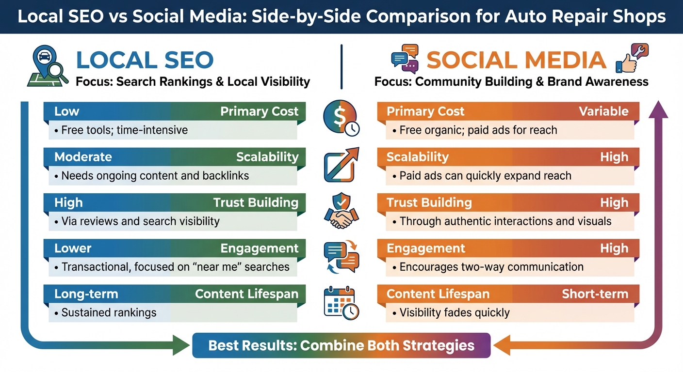 Local SEO vs Social Media for Auto Repair Shops Comparison