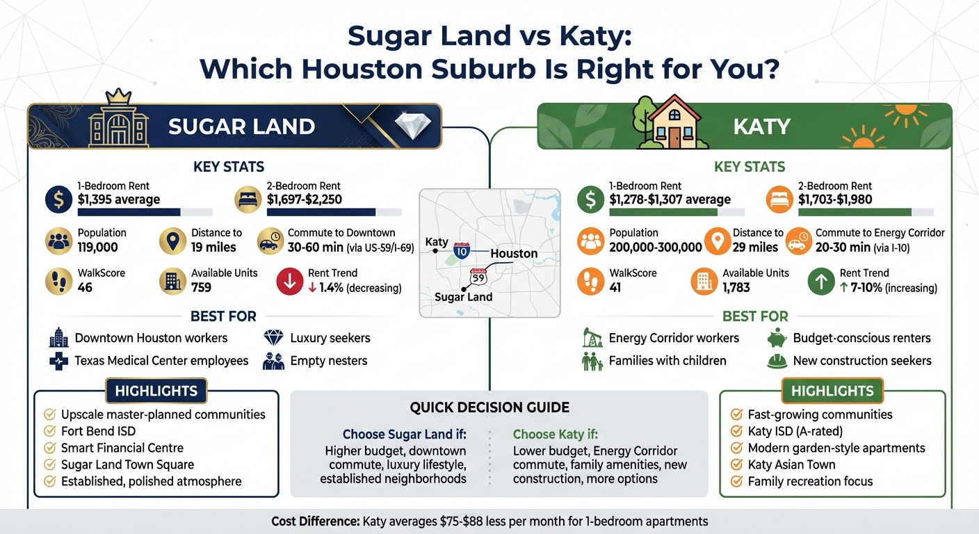 Sugar Land vs Katy Houston Suburbs Comparison for Apartment Renters