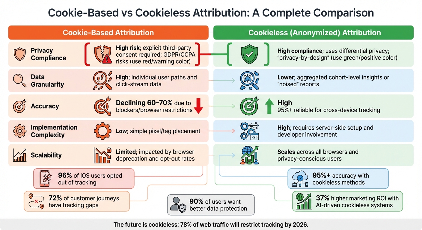 Cookie-Based vs Cookieless Attribution: Privacy, Accuracy, and Implementation Comparison