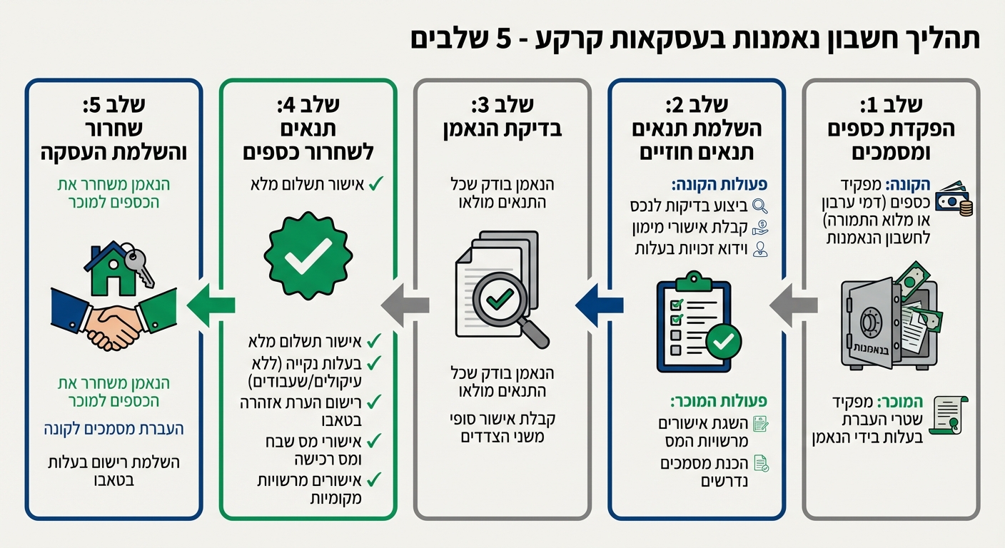 תהליך חשבון נאמנות בעסקאות קרקע - 5 שלבים
