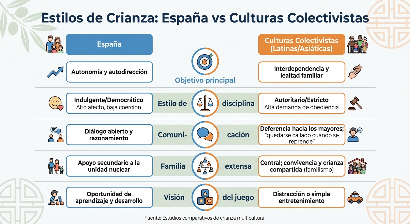 Comparación de estilos de crianza: España vs culturas colectivistas