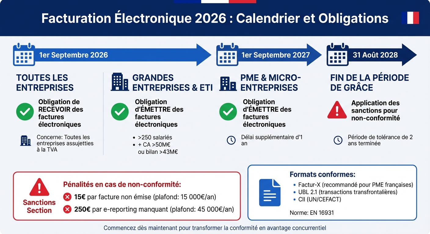 Calendrier de mise en conformité facturation électronique 2026-2027