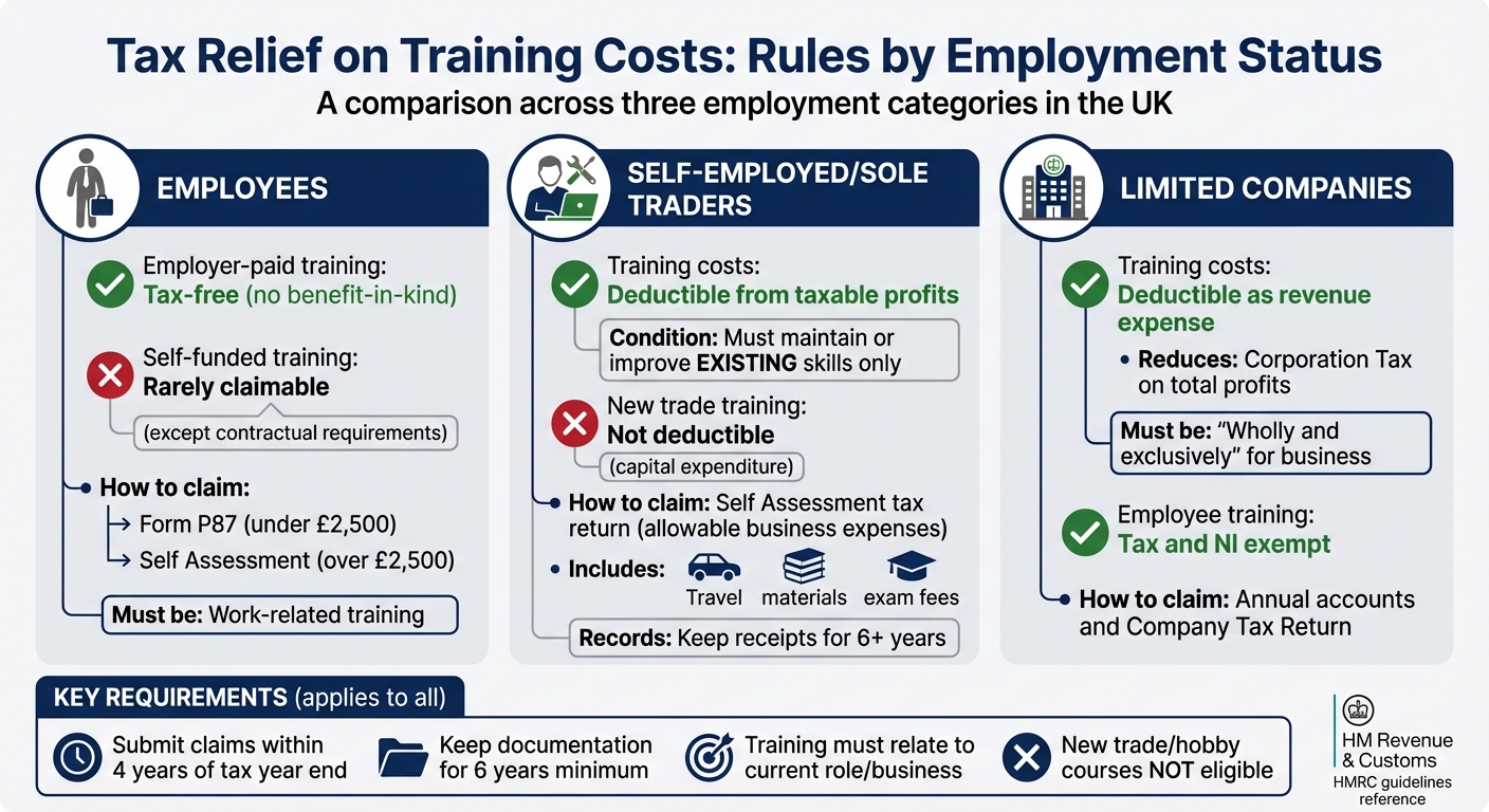 UK Tax Relief on Training Costs by Employment Status