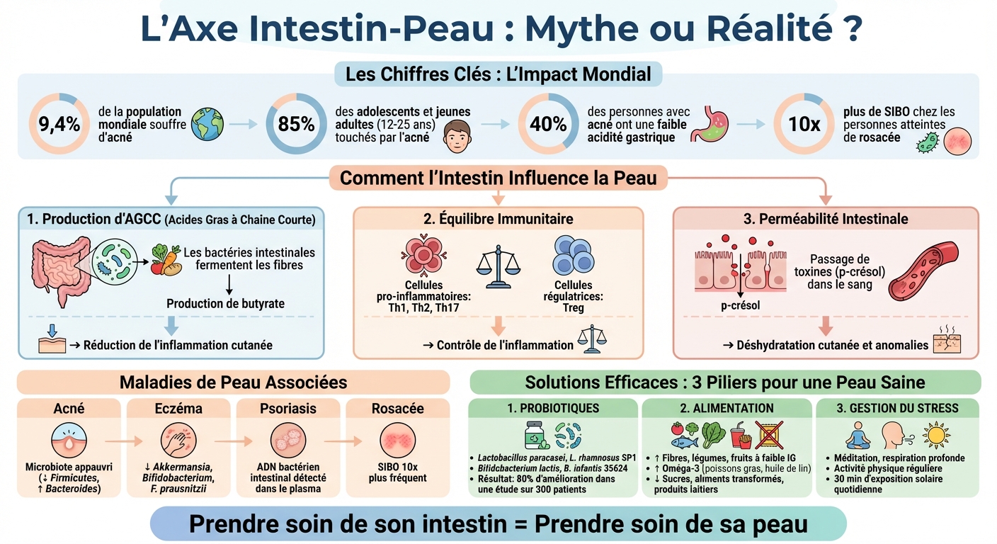 Axe intestin-peau : mécanismes et solutions pour une peau saine