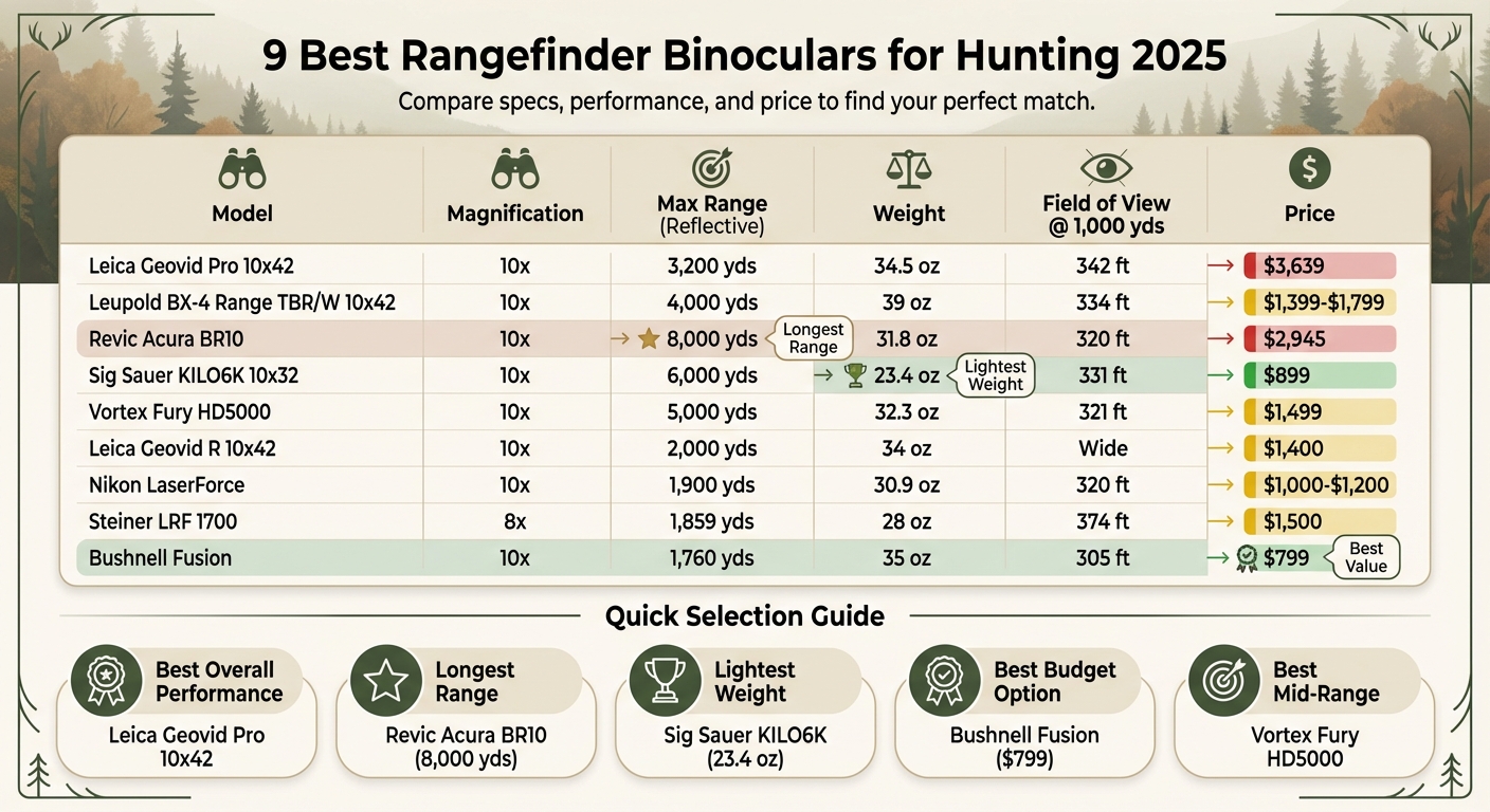 Best Rangefinder Binoculars 2025: Specs and Price Comparison