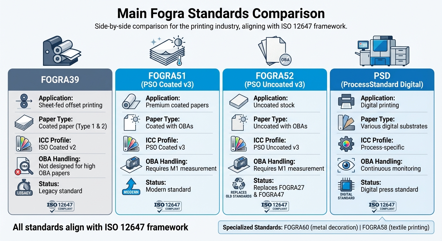 Fogra Standards Comparison Chart: FOGRA39 vs FOGRA51 vs FOGRA52 vs PSD