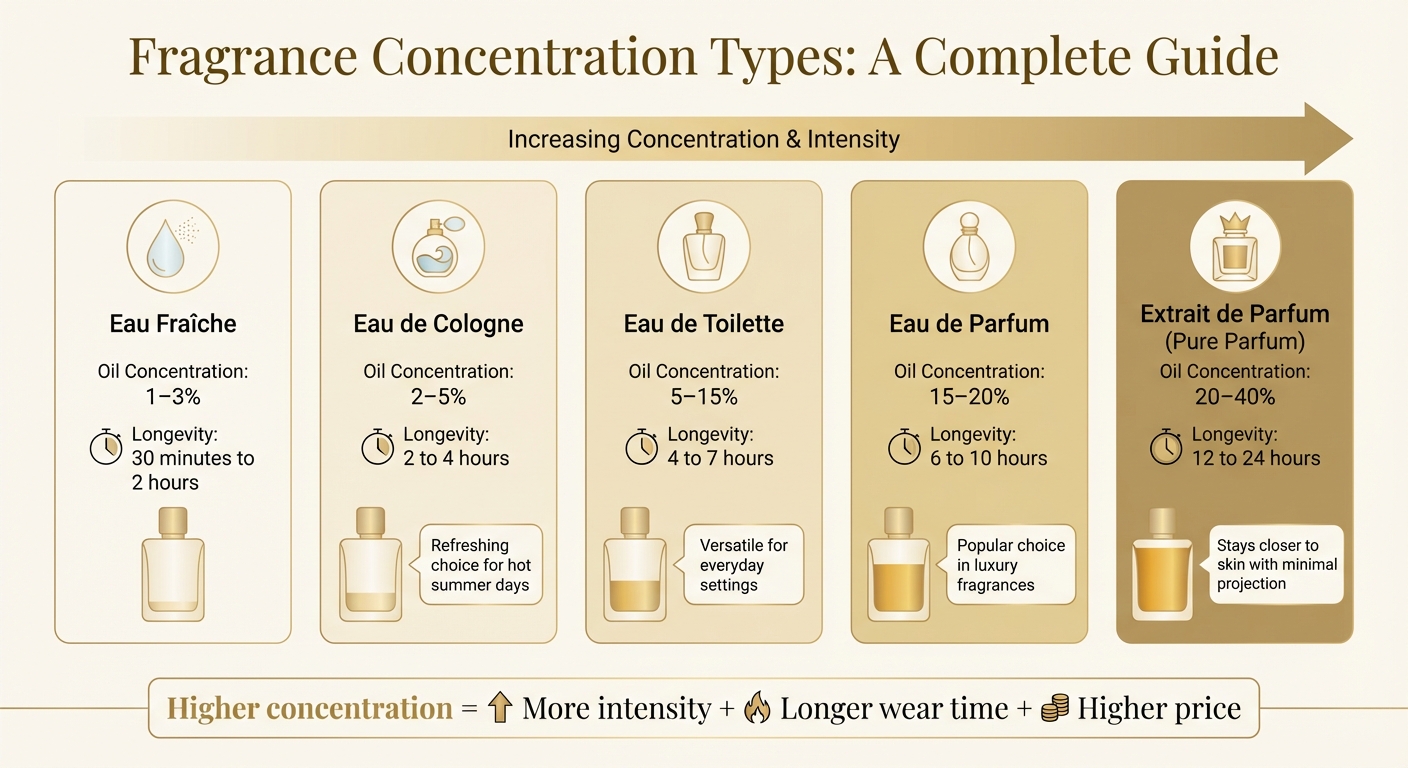 Fragrance Concentration Types: Oil Percentages and Longevity Comparison