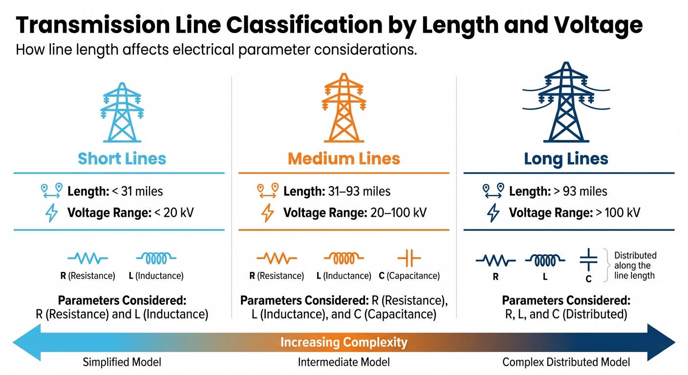 Transmission Line Types: Length, Voltage, and Parameters Comparison
