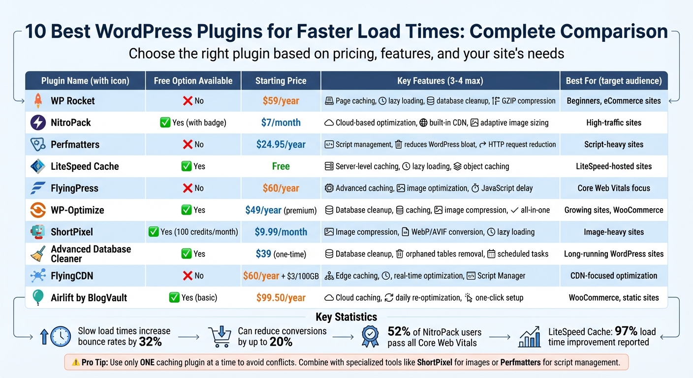 WordPress Speed Plugin Comparison: Features, Pricing & Best Use Cases