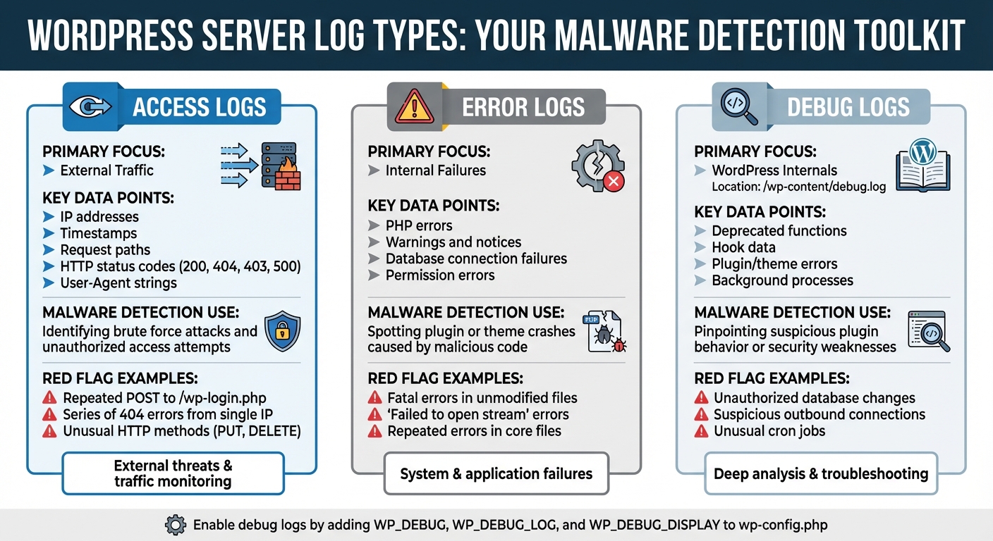 WordPress Server Log Types Comparison for Malware Detection