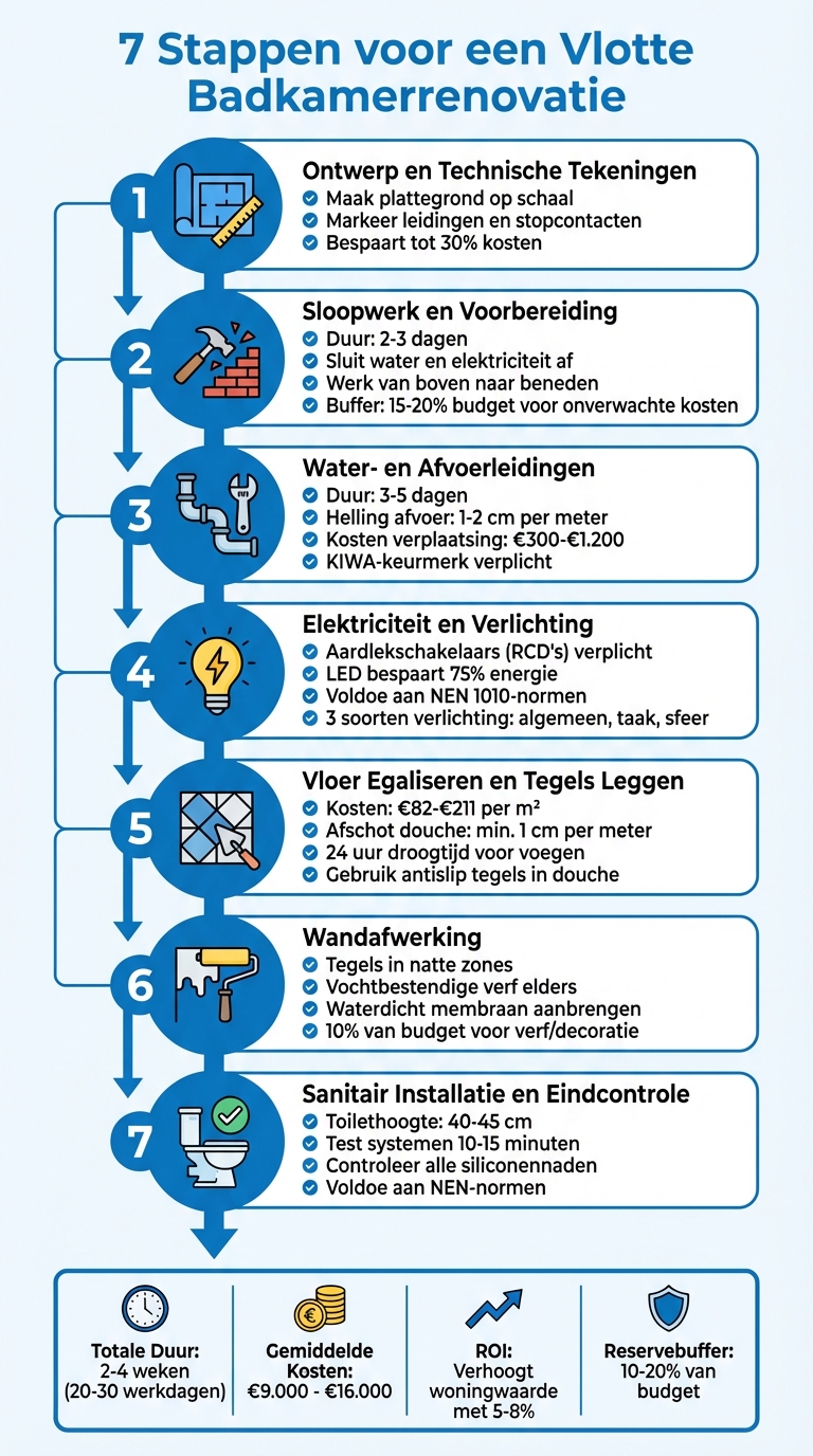 7 Stappen Badkamerrenovatie: Compleet Overzicht van Planning tot Oplevering
